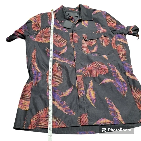 Alexander Wang‎ Black And Red Leaf Print Snap Button Jacket Size EU 48